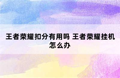 王者荣耀扣分有用吗 王者荣耀挂机怎么办